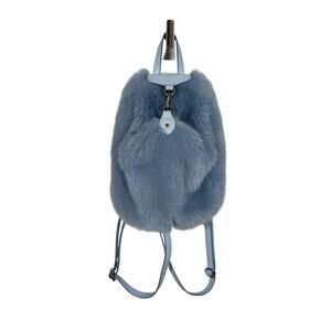 Rebecca Minkoff Backpack Womens Mini Light Blue Julian Convertible Faux Fur